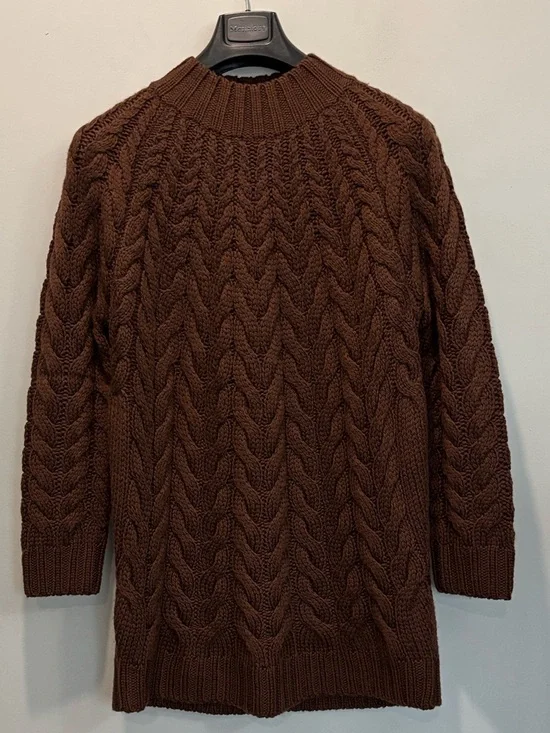 Sézane Drew Merino Wool Cable Knit Sweater Dress Brown Size Medium - Picture 4 of 13